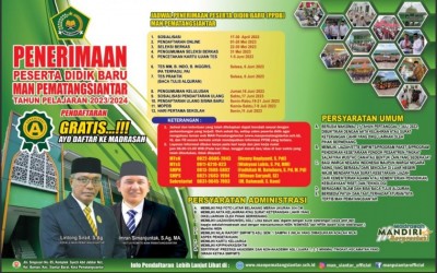 PENETAPAN PENERIMAAN PESERTA DIDIK BARU MAN PEMATANGSIANTAR TAHUN PELAJARAN 2023/2024